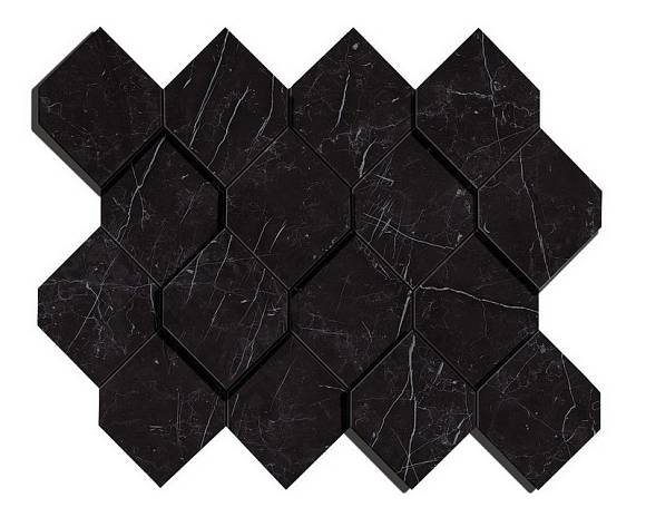 Мозаика Marvel Nero Marquina Mosaico Esagono 3D (AS4B) 